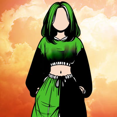 realistic girl faceless with baggy pants and a crop top