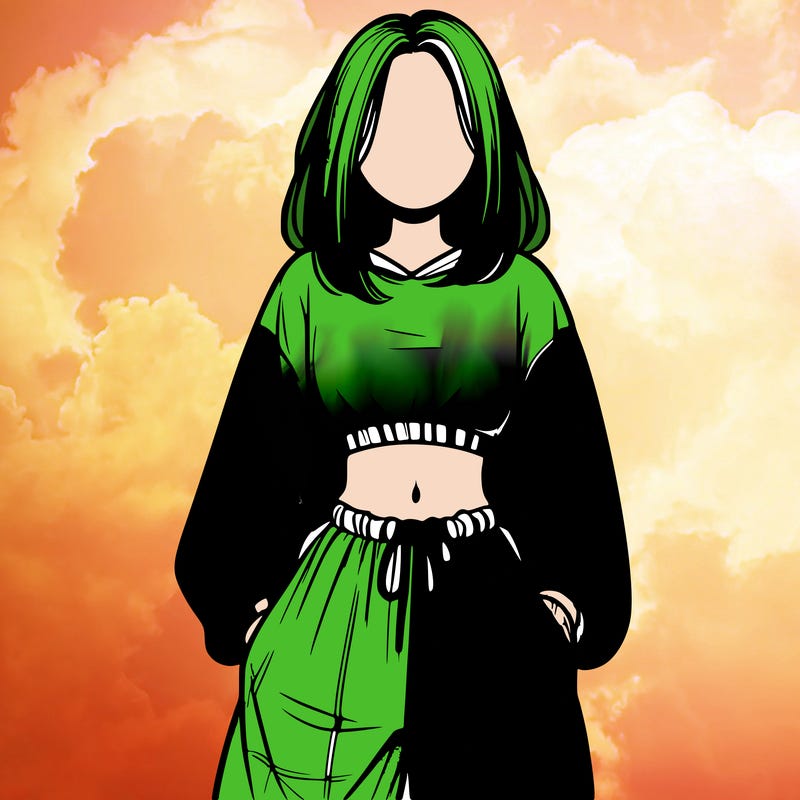 realistic girl faceless with baggy pants and a crop top