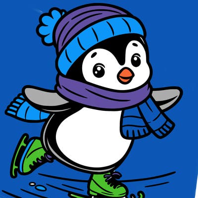 a penguin ice skating