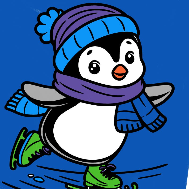 a penguin ice skating
