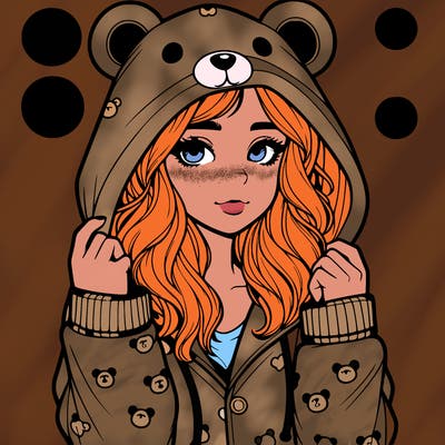 realistic girl in a animal pjs hoodie