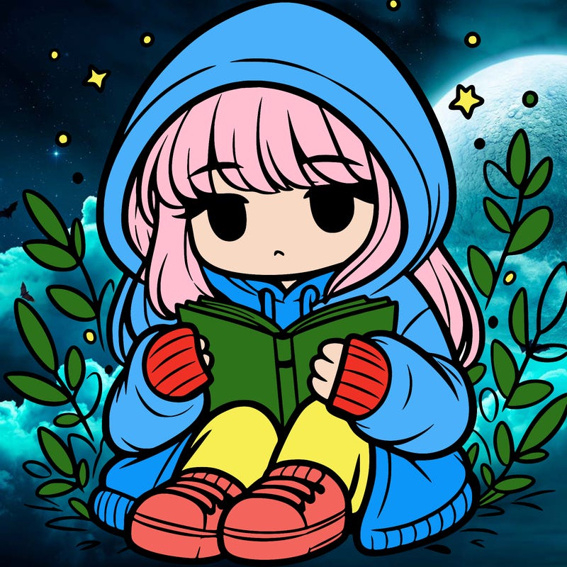 girl in oversized hoodie reading a book