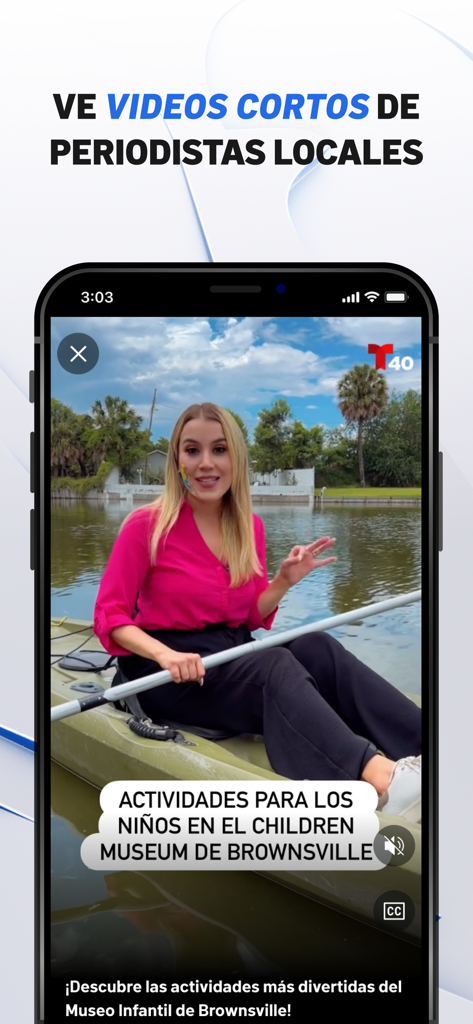 Telemundo 40: McAllen y Texas - Telemundo 40 app screen showing a short news video feature about local community activities in Brownsville Texas