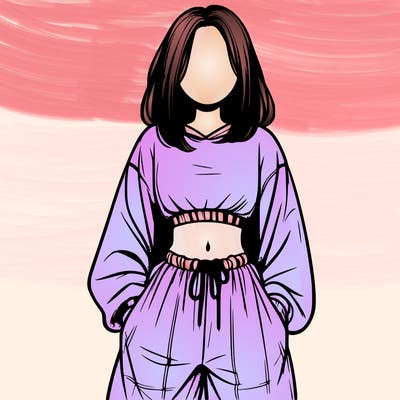 realistic girl faceless with baggy pants and a crop top