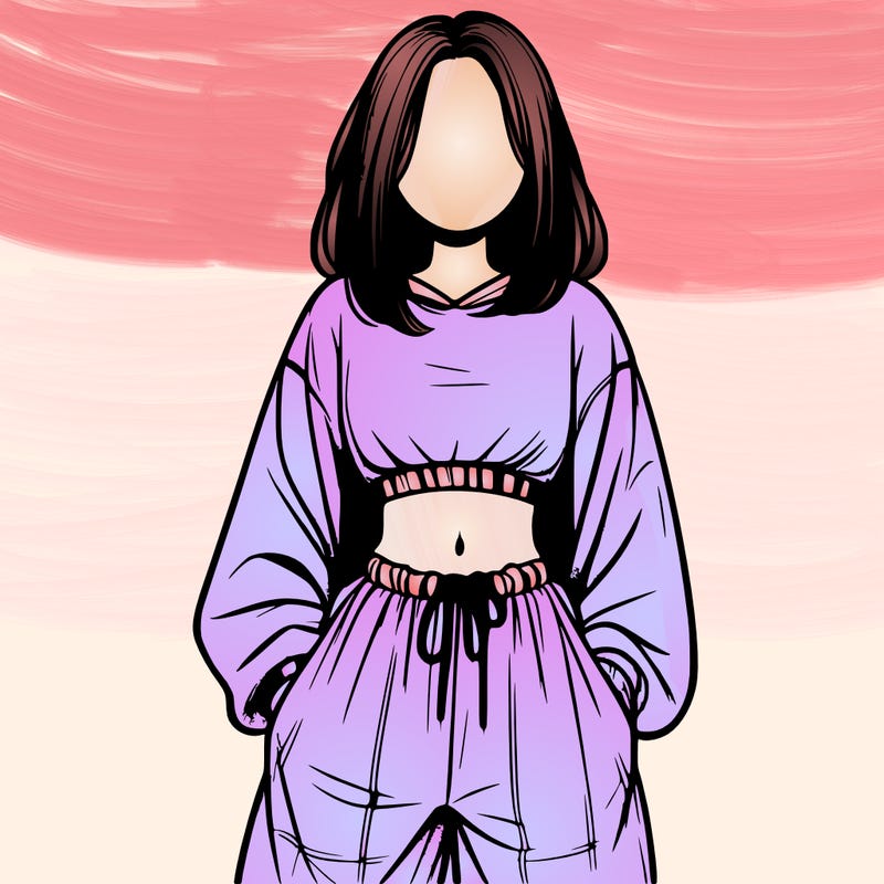realistic girl faceless with baggy pants and a crop top