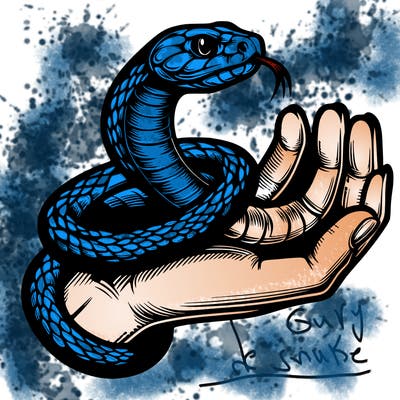 snake realistic wrapped on hand