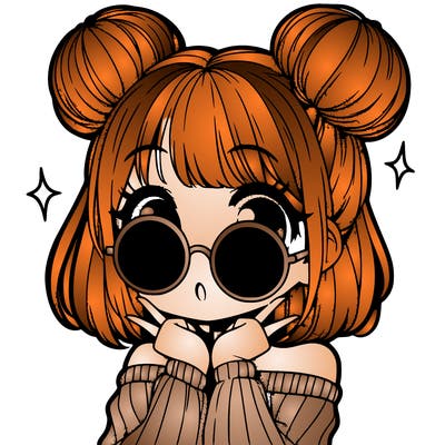 manga girl with hairbuns and sun shape sunglasses