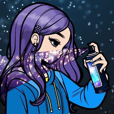 a realistic girl spray painting