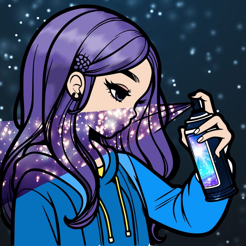 a realistic girl spray painting