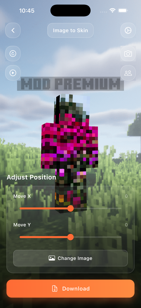 MCPE Skins & Addons - Interface for converting images into custom Minecraft character skins