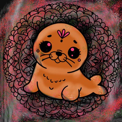 a cute baby seal mandala