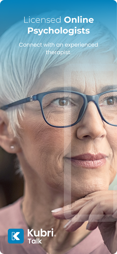 Licensed online psychologist profile on the Kubri Talk therapy app