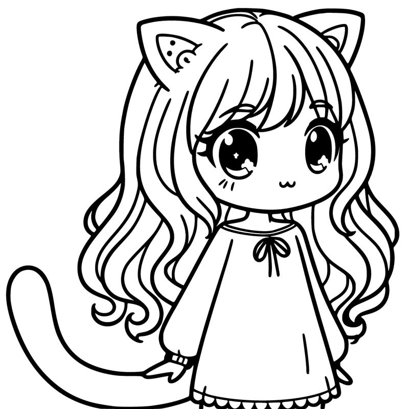 girl with cat ears and tail