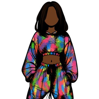 realistic girl faceless with baggy pants and a crop top
