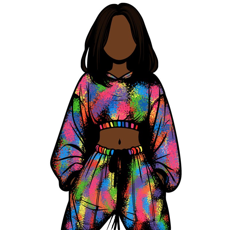realistic girl faceless with baggy pants and a crop top
