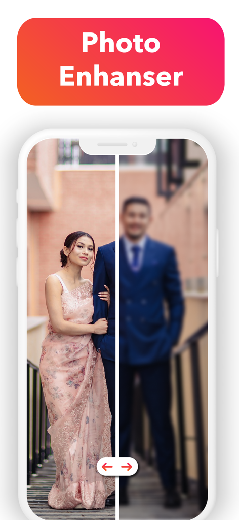 Magic Eraser:Remove Background - A before and after comparison of a photo being sharpened and clarified using the photo enhancer tool