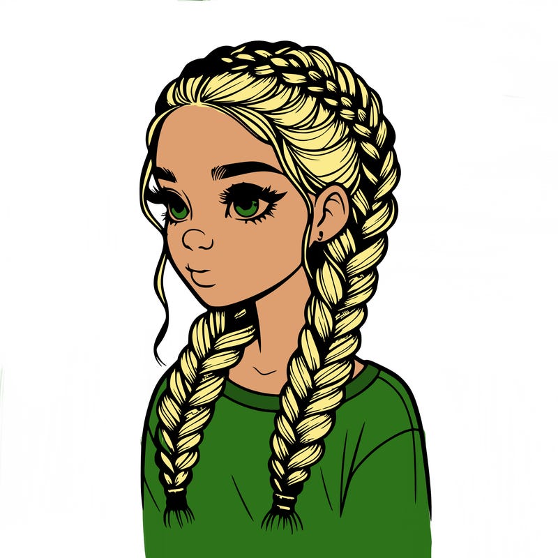 realistic girl with braids