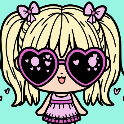 cute girl with heart sunglasses