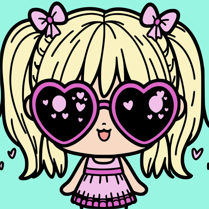 cute girl with heart sunglasses