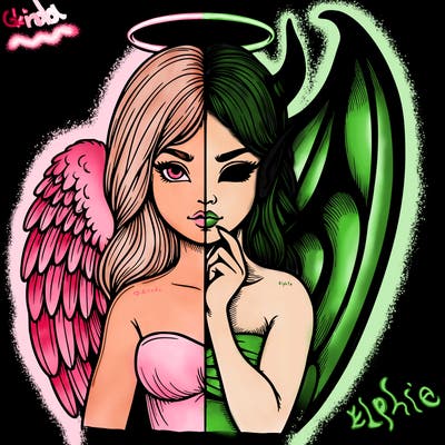 realistic angel half demon