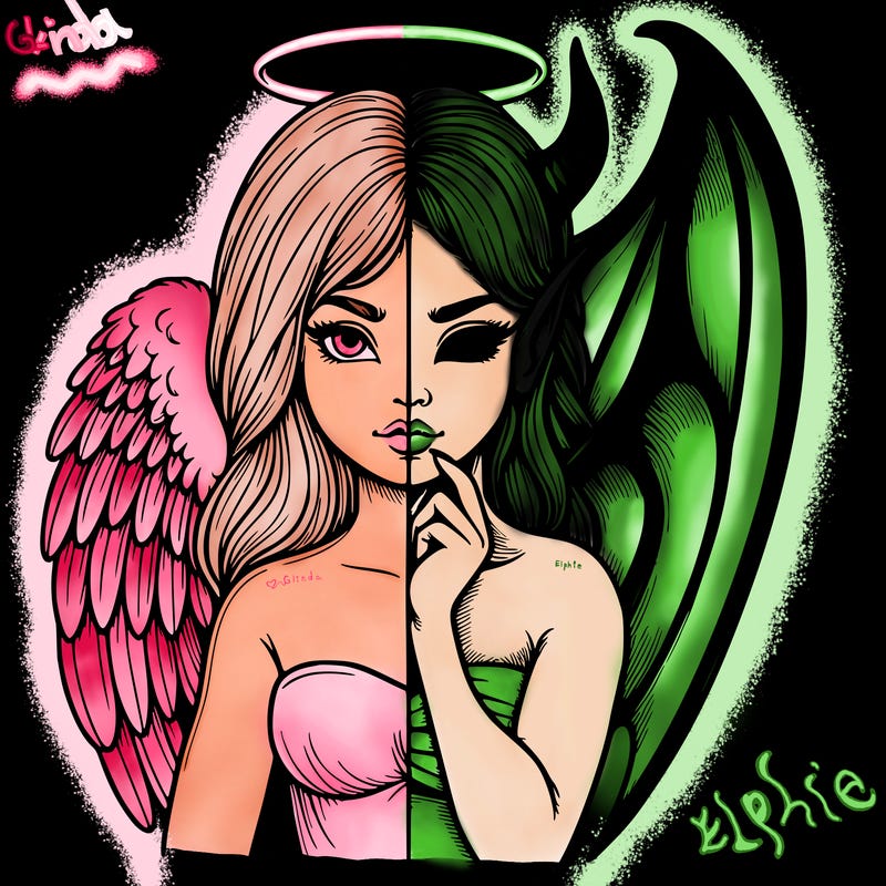 realistic angel half demon