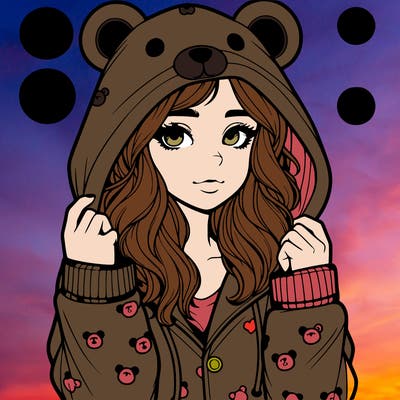 realistic girl in a animal pjs hoodie