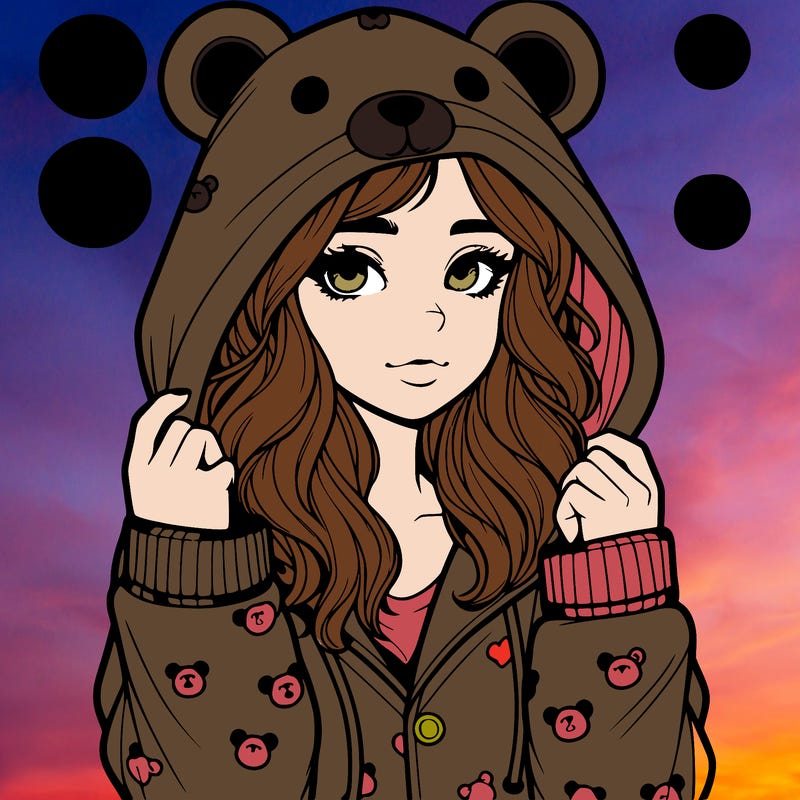 realistic girl in a animal pjs hoodie