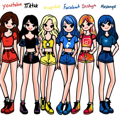 a group of girls wearing crop tops and shorts