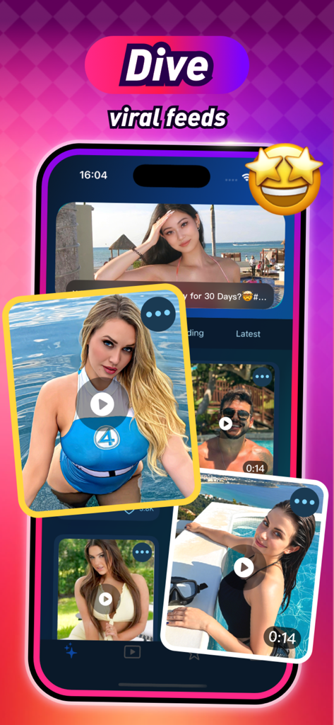 Zeffy - community platform - Mobile interface of the Zeffy app displaying a viral feed of community swimming videos and training content