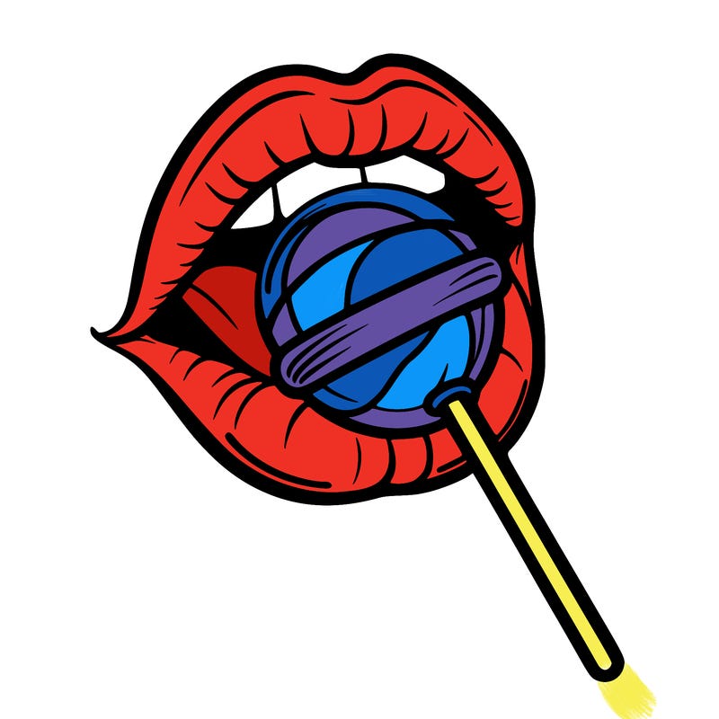 lips eating lollypop