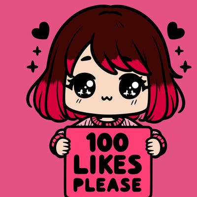 cute girl holding a sign saying 100 likes please