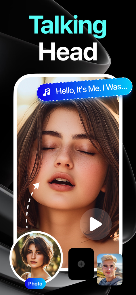 Talking Picture - Tokkingheads - Tokkingheads App-Oberfläche, die ein Foto zeigt, das durch KI animiert wurde, um zu sprechen oder zu singen