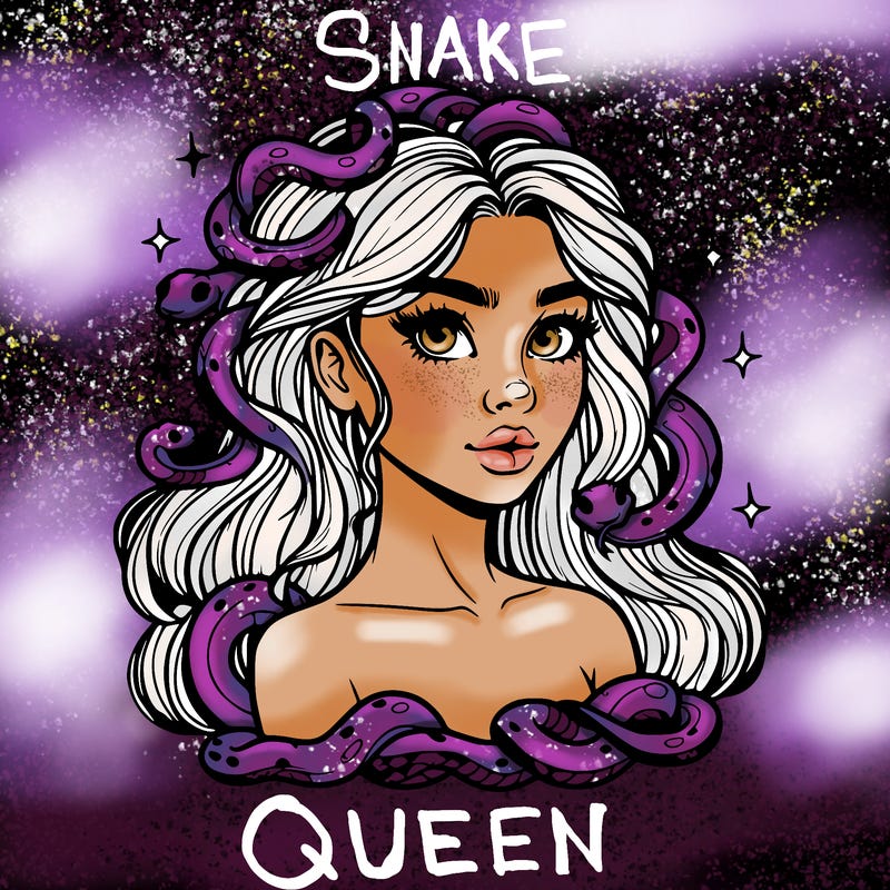 realistic girl with snakes as hair