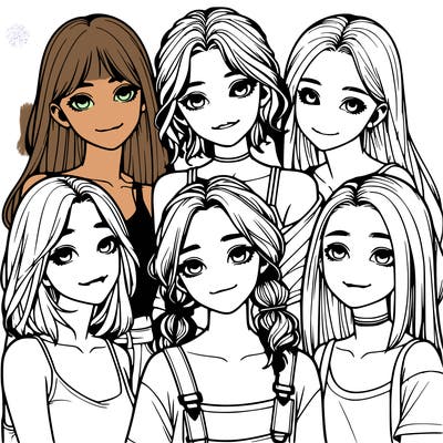 a group of girls realistic