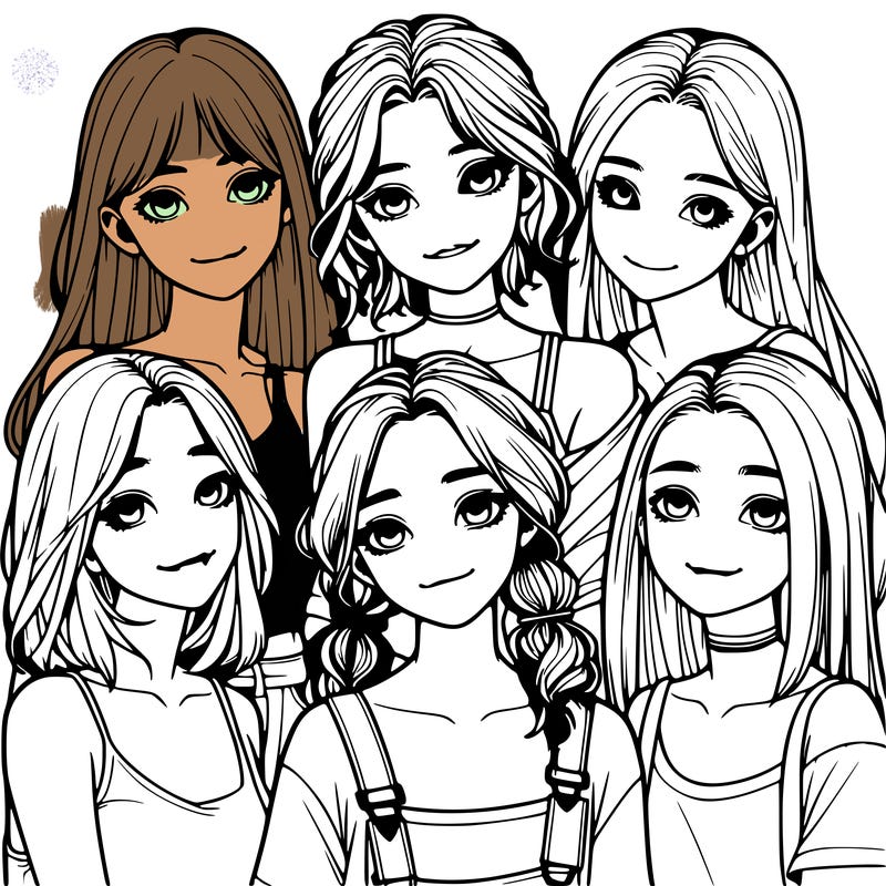 a group of girls realistic