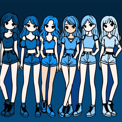 a group of girls wearing crop tops and shorts