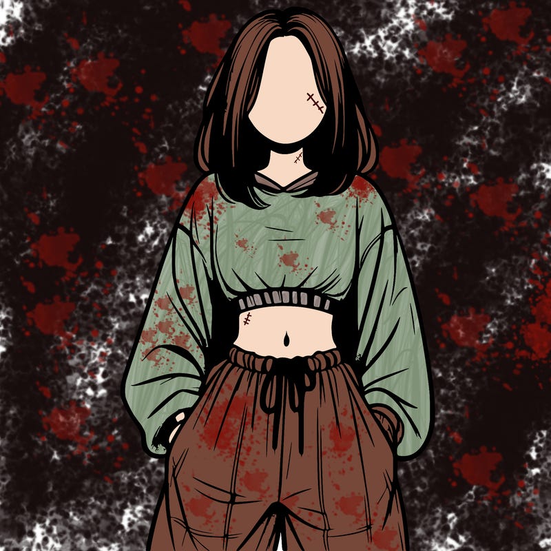 realistic girl faceless with baggy pants and a crop top