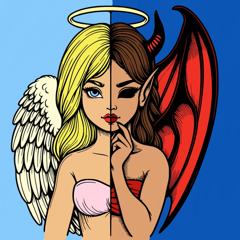 realistic angel half demon