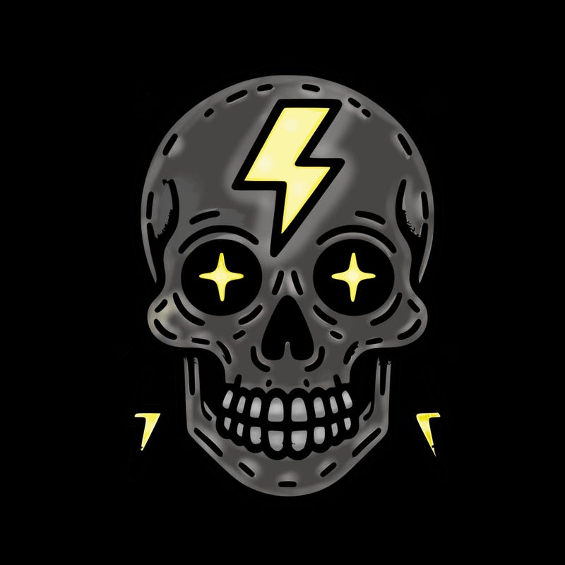 skull with lightning in eyes
