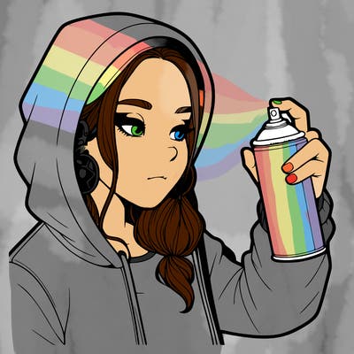 a realistic girl, spray painting