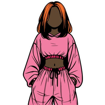 realistic girl faceless with baggy pants and a crop top