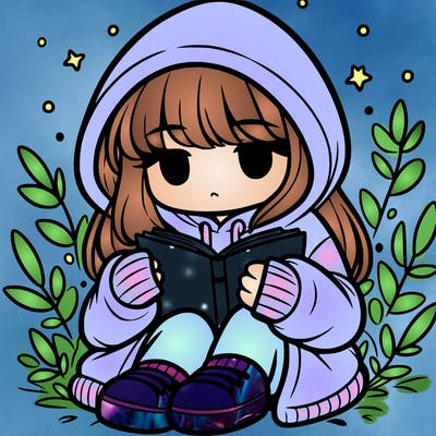 girl in oversized hoodie reading a book