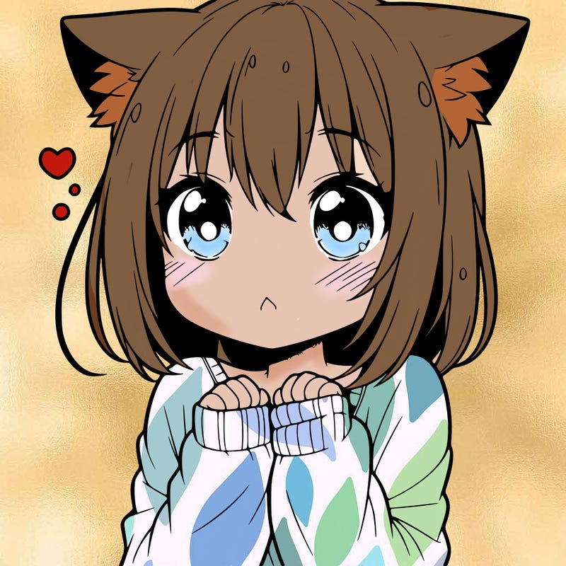 shy anime catgirl