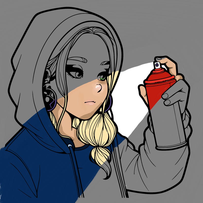 a realistic girl, spray painting