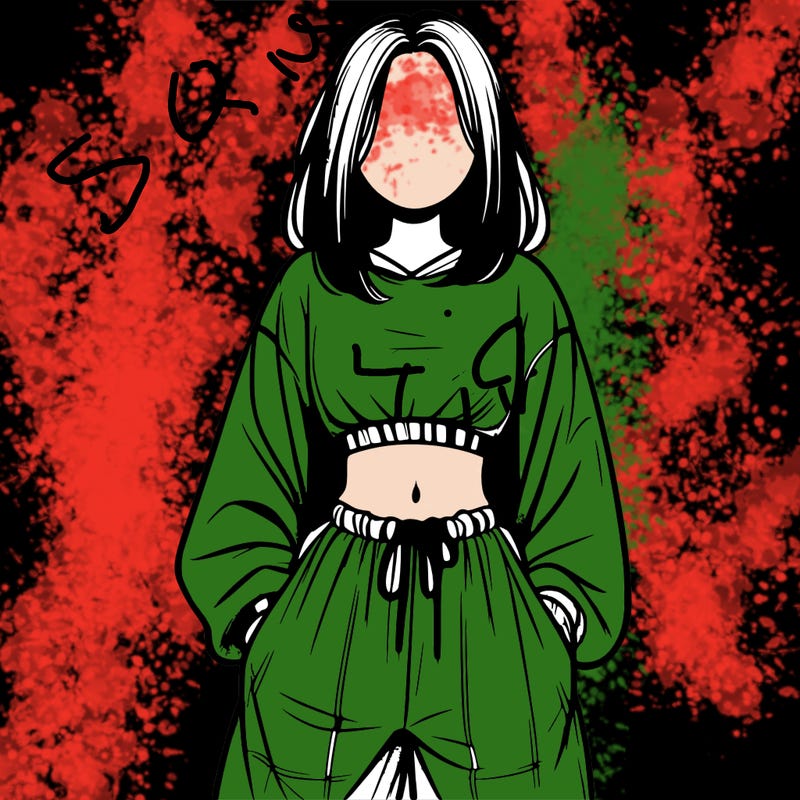 realistic girl faceless with baggy pants and a crop top