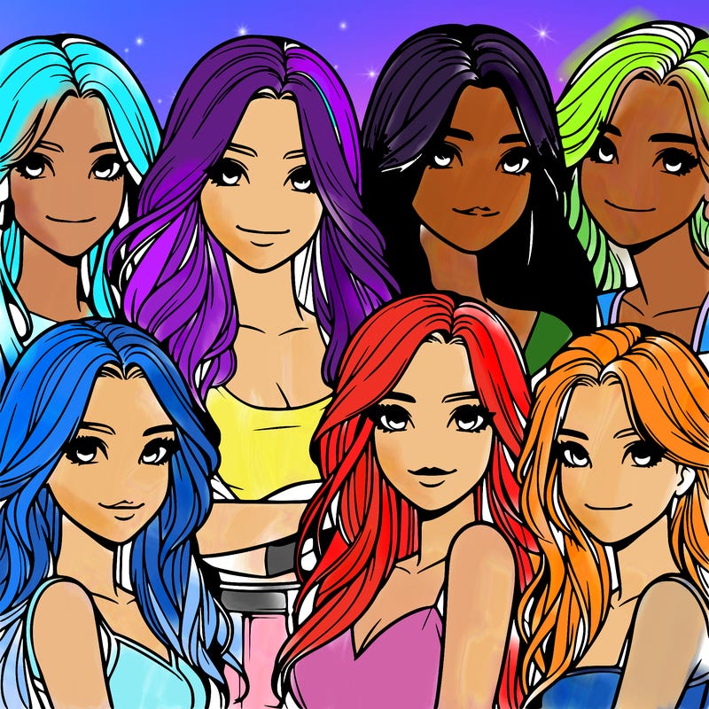 a group of realistic girls