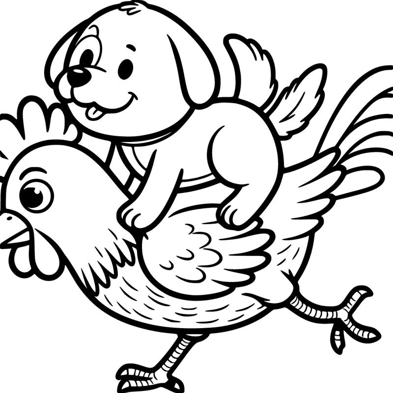 dog riding a chicken