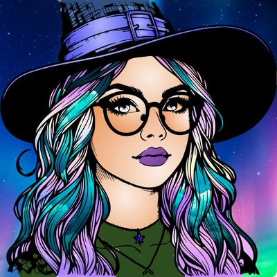 a witch with glasses realistic