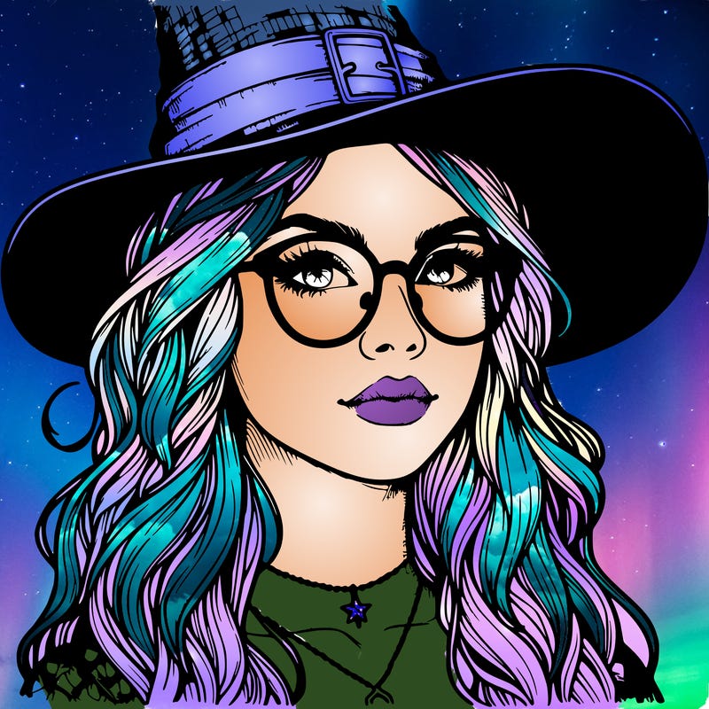 a witch with glasses realistic