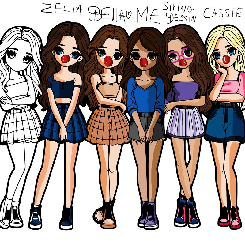 a group of girls realistic